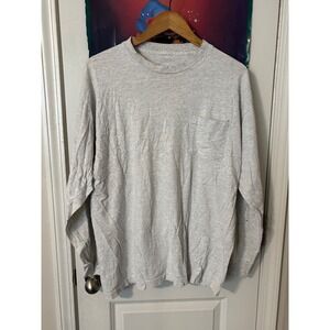 Vintage Lizard Graphic Long Sleeve Pocket T-Shirt Gray Mens XL Distressed
